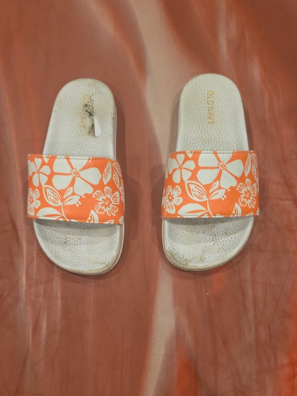 Old Navy Orange and White Floral Slide Sandals - Kids